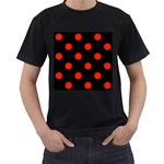 Polka Dots - Ferrari Red on Black Men s T-Shirt (Black)