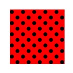 Polka Dots - Black on Red Small Satin Scarf  (Square)