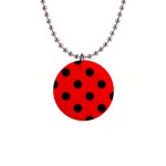 Polka Dots - Black on Red 1  Button Necklace