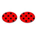 Polka Dots - Black on Red Cufflinks (Oval)