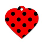 Polka Dots - Black on Red Dog Tag Heart (Two Sides)