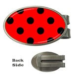 Polka Dots - Black on Red Money Clip (Oval)
