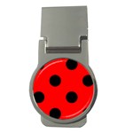 Polka Dots - Black on Red Money Clip (Round)