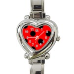 Polka Dots - Black on Red Heart Italian Charm Watch