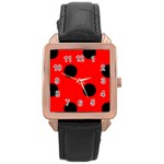 Polka Dots - Black on Red Rose Gold Leather Watch