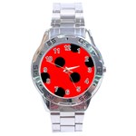 Polka Dots - Black on Red Stainless Steel Analogue Watch