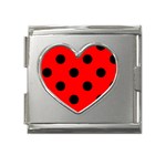 Polka Dots - Black on Red Mega Link Heart Italian Charm (18mm)