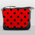 Polka Dots - Black on Red Messenger Bag