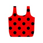 Polka Dots - Black on Red Full Print Recycle Bag (S)
