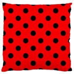 Polka Dots - Black on Red Large Cushion Case (One Side)