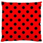 Polka Dots - Black on Red Large Flano Cushion Case (One Side)