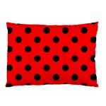 Polka Dots - Black on Red Pillow Case (One Side)