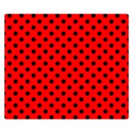 Polka Dots - Black on Red Double Sided Flano Blanket (Small)