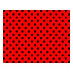 Polka Dots - Black on Red Double Sided Flano Blanket (Large)