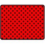Polka Dots - Black on Red Fleece Blanket (Medium) (One Side)