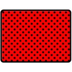 Polka Dots - Black on Red Double Sided Fleece Blanket (Large) (Two Sides)