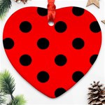 Polka Dots - Black on Red Ornament (Heart)