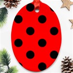 Polka Dots - Black on Red Ornament (Oval)