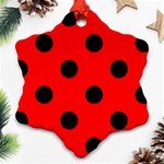 Polka Dots - Black on Red Ornament (Snowflake)
