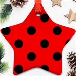 Polka Dots - Black on Red Star Ornament (Two Sides)