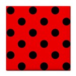 Polka Dots - Black on Red Tile Coaster