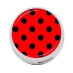 Polka Dots - Black on Red 4-Port USB Hub (One Side)