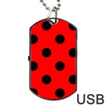 Polka Dots - Black on Red Dog Tag USB Flash (One Side)
