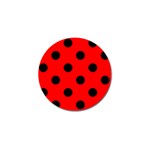 Polka Dots - Black on Red Golf Ball Marker