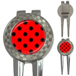 Polka Dots - Black on Red 3-in-1 Golf Divot