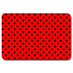 Polka Dots - Black on Red Large Doormat