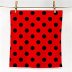 Polka Dots - Black on Red Face Towel