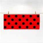 Polka Dots - Black on Red Hand Towel