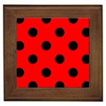 Polka Dots - Black on Red Framed Tile