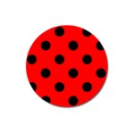 Polka Dots - Black on Red Magnet 3  (Round)