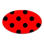 Polka Dots - Black on Red Magnet (Oval)