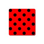 Polka Dots - Black on Red Magnet (Square)