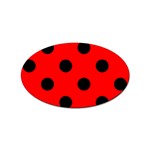 Polka Dots - Black on Red Sticker Oval (10 pack)