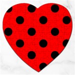 Polka Dots - Black on Red Jigsaw Puzzle (Heart)