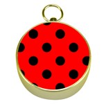 Polka Dots - Black on Red Gold Compass