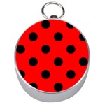 Polka Dots - Black on Red Silver Compass