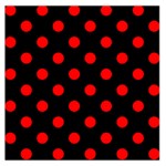 Polka Dots - Red on Black Large Satin Scarf (Square)