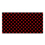 Polka Dots - Red on Black Satin Shawl