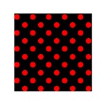Polka Dots - Red on Black Small Satin Scarf  (Square)