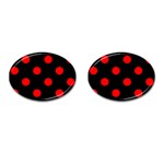 Polka Dots - Red on Black Cufflinks (Oval)