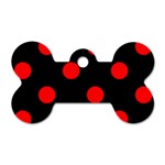 Polka Dots - Red on Black Dog Tag Bone (Two Sides)