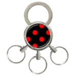 Polka Dots - Red on Black 3-Ring Key Chain