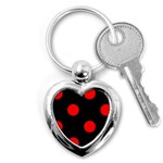 Polka Dots - Red on Black Key Chain (Heart)