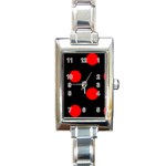 Polka Dots - Red on Black Rectangle Italian Charm Watch