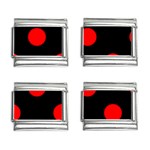 Polka Dots - Red on Black 9mm Italian Charm (4 pack)