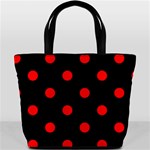 Polka Dots - Red on Black Bucket Bag